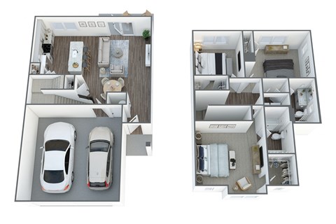 Floor plan for 3 beds, 2.5 baths, 1496 sqft